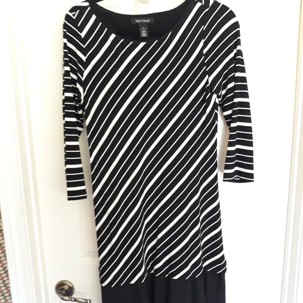 White House Black Market black/white striped dress